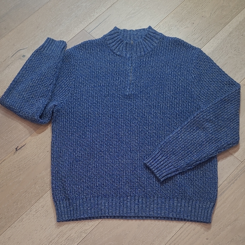 EUC Borgo28 1/4 Zip Sweater Men's sz L Blue 100% Cotton Long Sleeve Knit Sweater